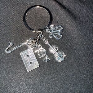 Silver Musical Instrument Keychain